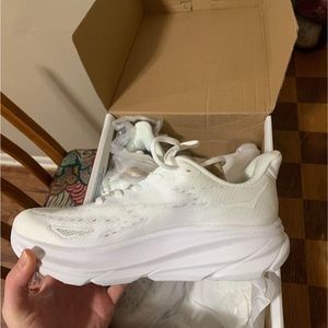 White Hoka Clifton 9 Shoes
